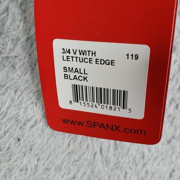 Spanx Top Womens Small Black V Neck Lettuce Edge Shirt Stretch Shape Wear Lining - Picture 7 of 8